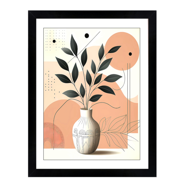 Geometric Foliage in Vase - Modern Minimalist